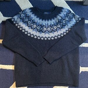 Polo Ralph Lauren Cortina Fair Isle Wool Sweater Blue Nordic Knit